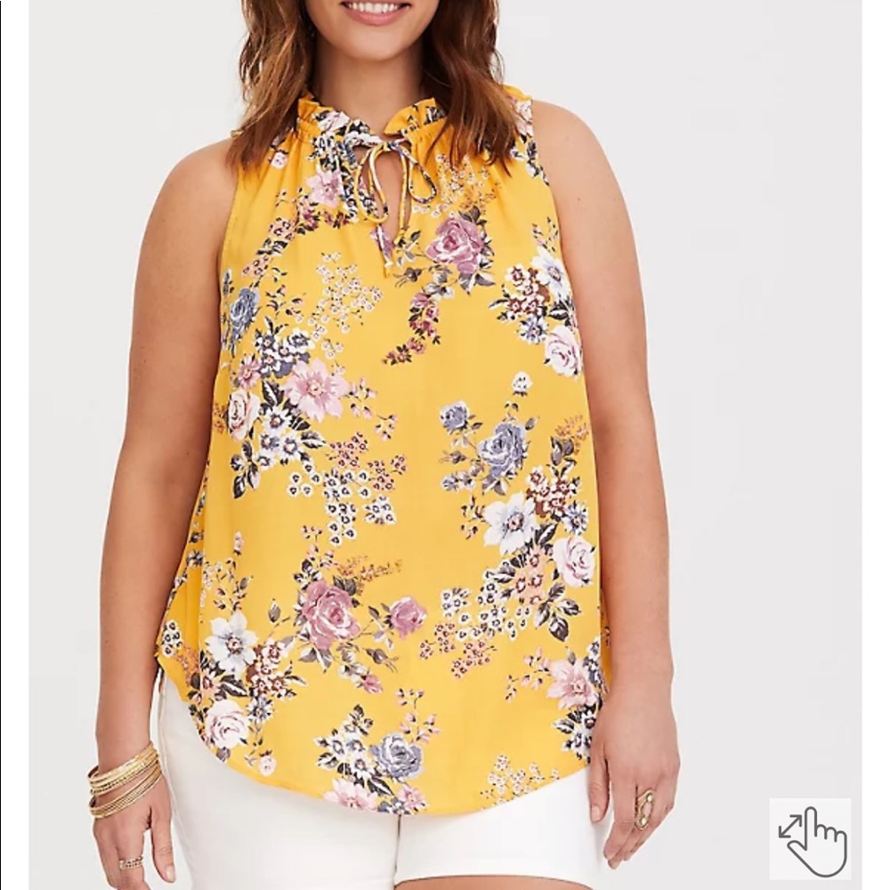 Torrid Yellow Floral Georgette Tank size 0x NWOT